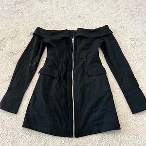 White fox black cargo zip dress